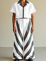 Men's Floral Print Colorblock Two Pieces Outfit SKUL15181