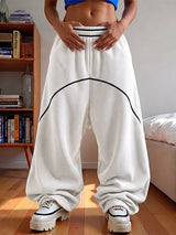 Men's Urban Streetwear City Walk Contrast Curved Piping Ribbed Harem Pant SKUL85507