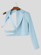 Men's Deconstructed Casual Cropped Long Sleeve Blazer SKUL38970