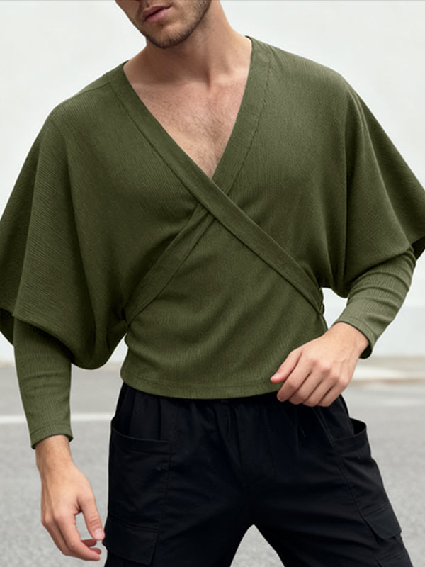 Men's Knit Textured Bat Sleeve T-shirt SKUL45310