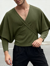 Men's Knit Textured Bat Sleeve T-shirt SKUL45310