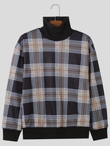 Mens Casual Commuter Plaid Long-Sleeve Sweatshirt SKUK75121