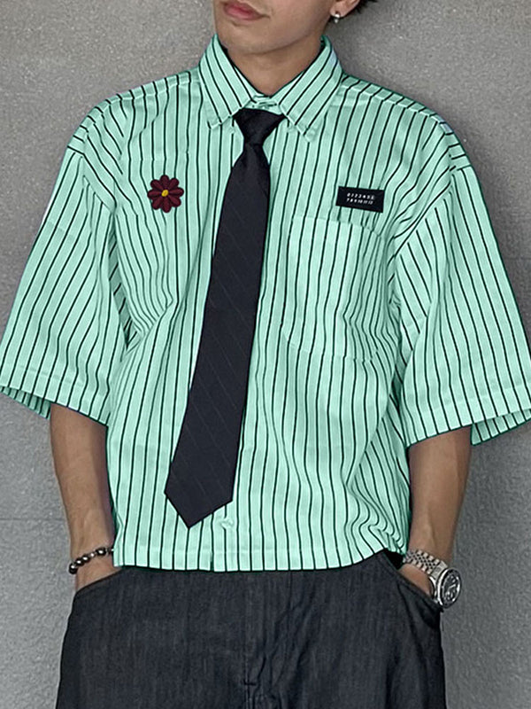 Mens Casual Striped Half Sleeve Shirt SKUL02261