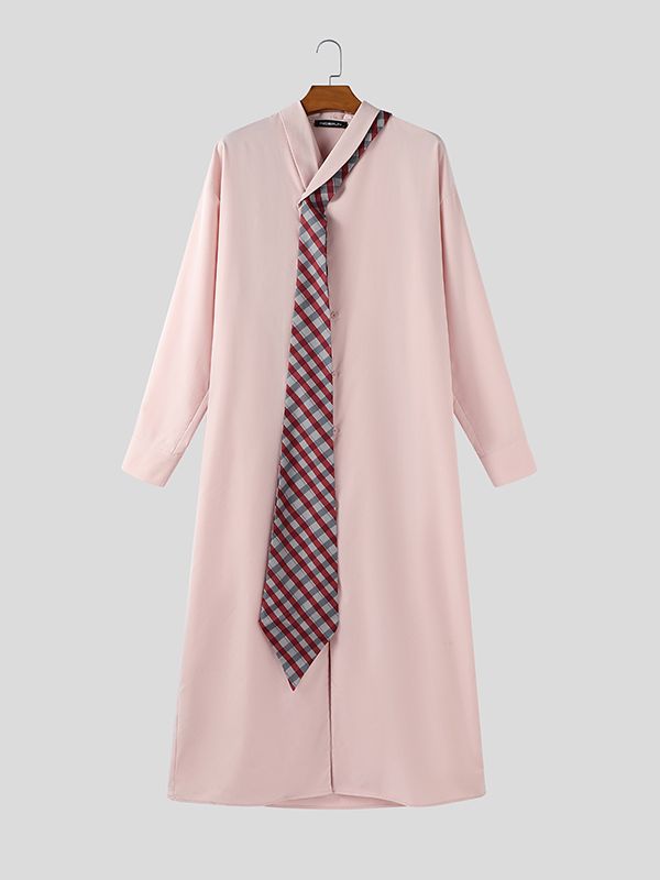 Men's Tie Print Long Sleeve Shirt SKUL37653