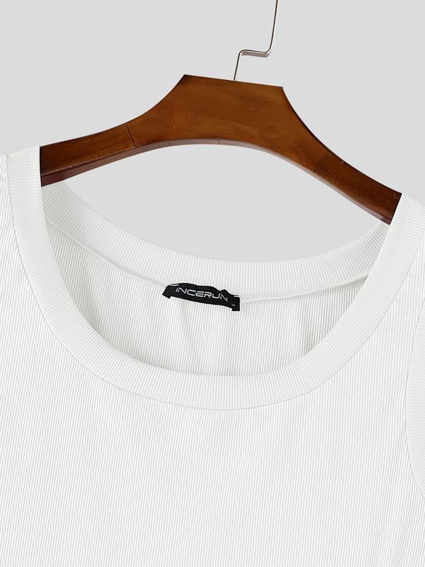 Men's Avant-Garde Side-Cutout Ribbed Knit Fit Tank SKUL69686