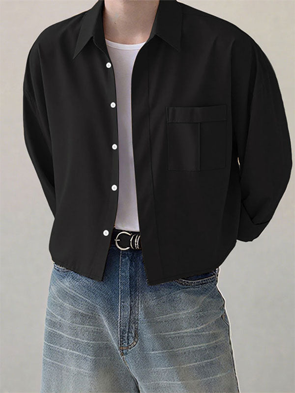 Men's Solid Color Casual Long Sleeve Shirt SKUL27345