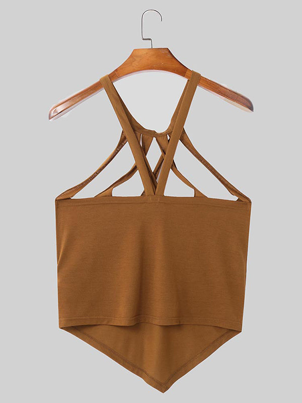 Mens Solid Color Cut-out Tank SKUL04441