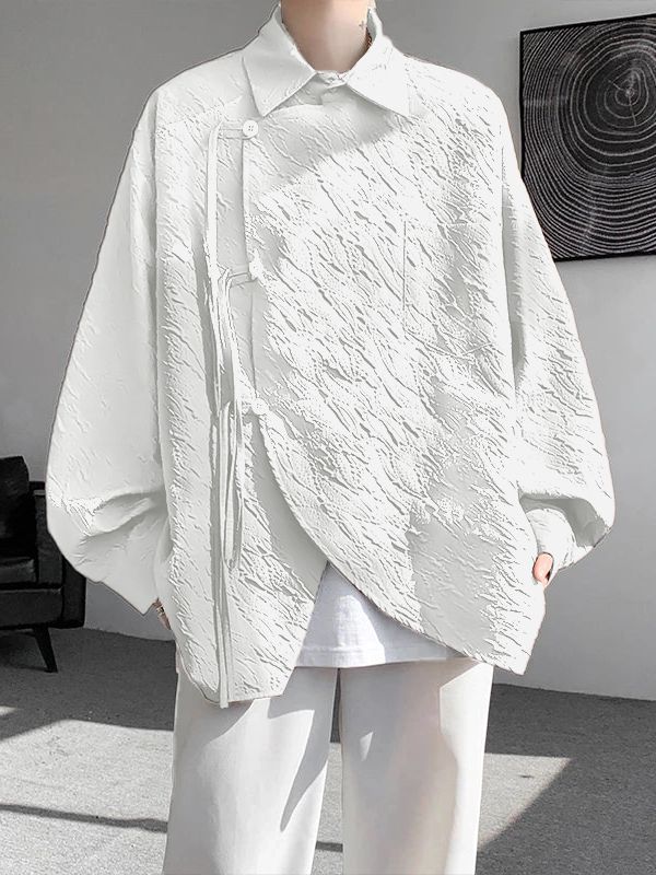 Men's Ribbon Texture Long Sleeve Shirt SKUL31941