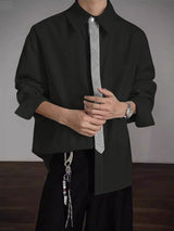 Men's Plaid Tie Long Sleeve Shirt SKUL36327