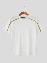 Mens Metallic Stripe Patchwork Short Sleeve T-Shirt SKUL18016