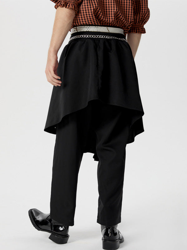 Mens Fashion Metal Buckle Design Midi Skirt SKUK61387