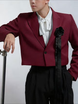 Men's 3D Floral Embellished Cropped Long Sleeve Blazer SKUL45389