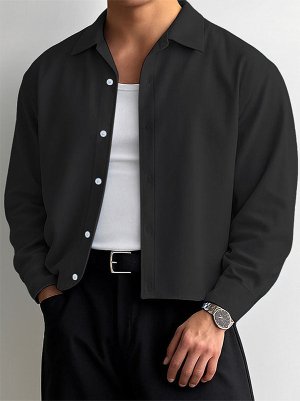 Men's Solid Color Casual Long Sleeve Shirt SKUL25952