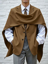 Men's Cape Patchwork Layered Long Sleeve Blazer SKUL31991