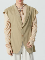 Mens Deconstruction Design Solid Casual Waistcoat SKUK35384