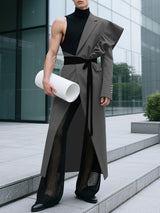 Men's Ruffle Patchwork One Shoulder Casual Blazer SKUL37244