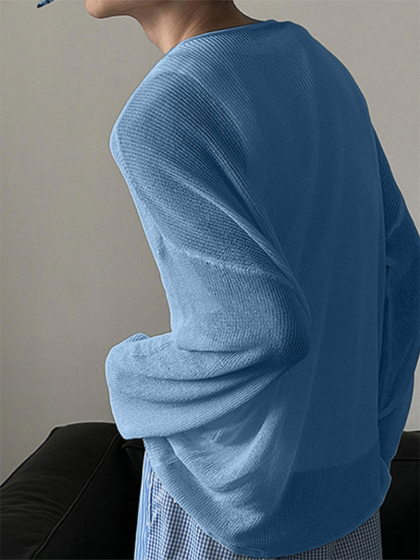 Men's Solid Semi-Sheer Long Sleeve T-Shirt SKUL27283