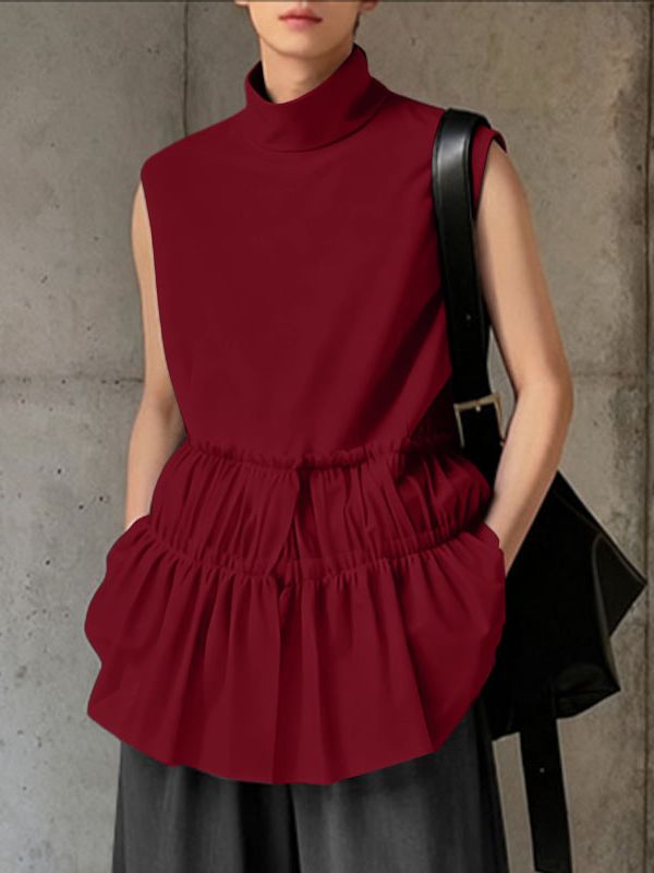 Men's Ruffle Patchwork Sleeveless T-shirt SKUL42429