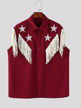 Mens Fringe Patchwork Star Embroidery Shirt SKUL06519