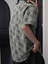 Men's Floral Print Plaid Short Sleeve Shirt SKUL51064