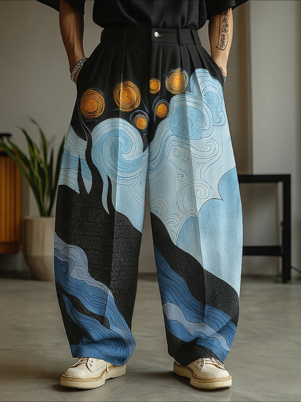 Men's Hand Drawn Print Loose Pant SKUL35001