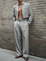 Men's Stripe Cropped Casual Two Pieces Outfit SKUL47873