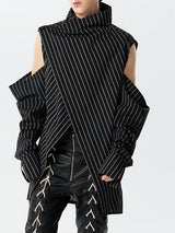 Mens Striped Irregular Design High Neck Shirt SKUK41879