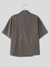 Men's Avant-Garde Modern Neo-Chinese Italian Vintage Houndstooth Plaid Shirt SKUL71318