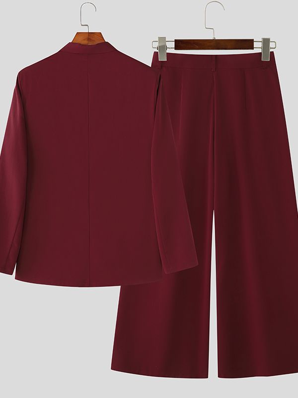 Men's Solid Color Casual Velvet Two Pieces Outfit SKUL30644