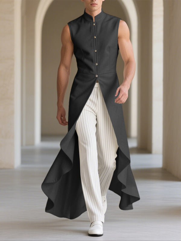 Mens Ruffled Patchwork Sleeveless Blazer SKUL22519