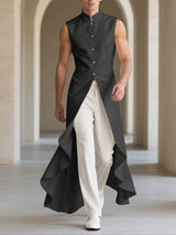 Mens Ruffled Patchwork Sleeveless Blazer SKUL22519