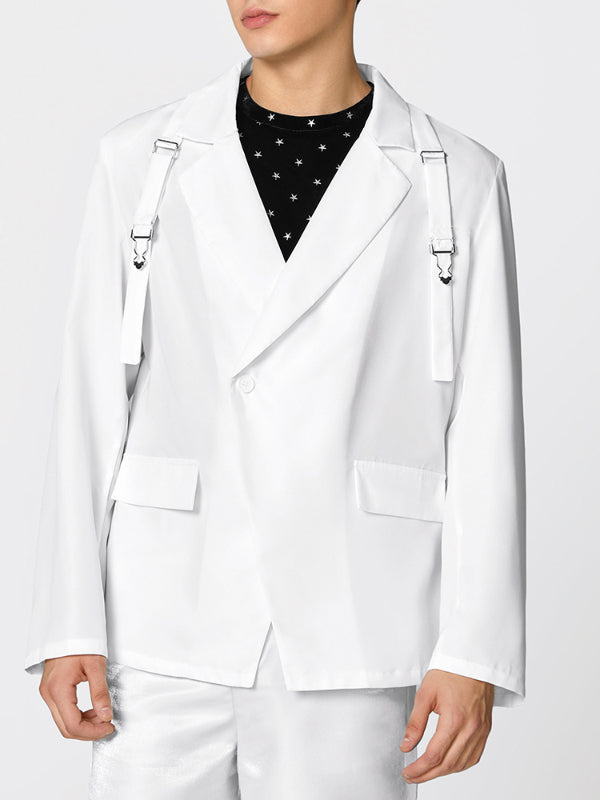 Mens Solid Color Slim-Fit Long-Sleeve Casual Blazer SKUK94140