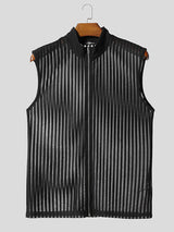 Mens Striped Sheer Mesh Zip Tank SKUL10766