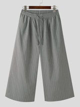 Mens Striped Wide Leg Drawstring Waist Pants SKUK32523