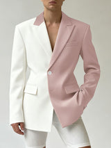 Men's Back Hollow Color Block Casual Long Sleeve Blazer SKUL39014