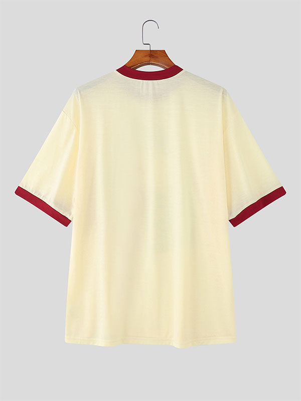 Men's Tomato Print Colorblock Short Sleeve T-Shirt SKUL24909