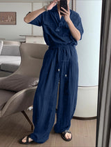 Men's Solid Color Lapel Casual Two Pieces Outfit SKUL30320