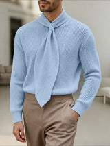 Men's Textured Tie Long Sleeve Shirt SKUL43664