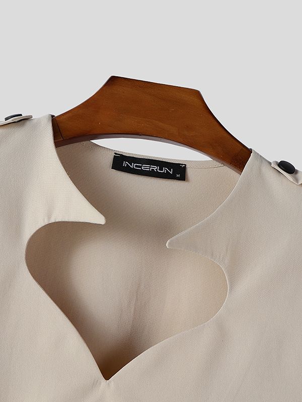 Men's Heart Cutout Design Long Sleeve Shirt SKUL43667