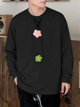 Men's 3D Floral Decor Knit Long Sleeve T-Shirt SKUL39786