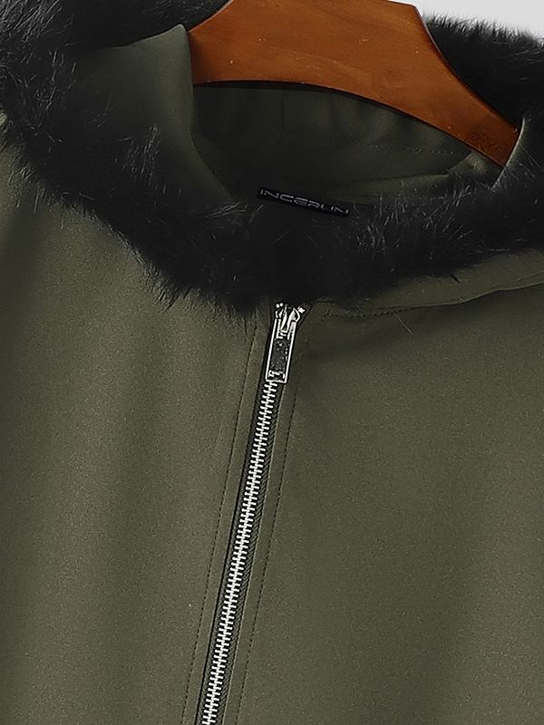 Men's Heart Shaped Plush Patchwork Long Sleeve Jacket SKUL42264