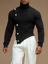 Men's Textured Knit High Neck Long Sleeve Sweater SKUL31989