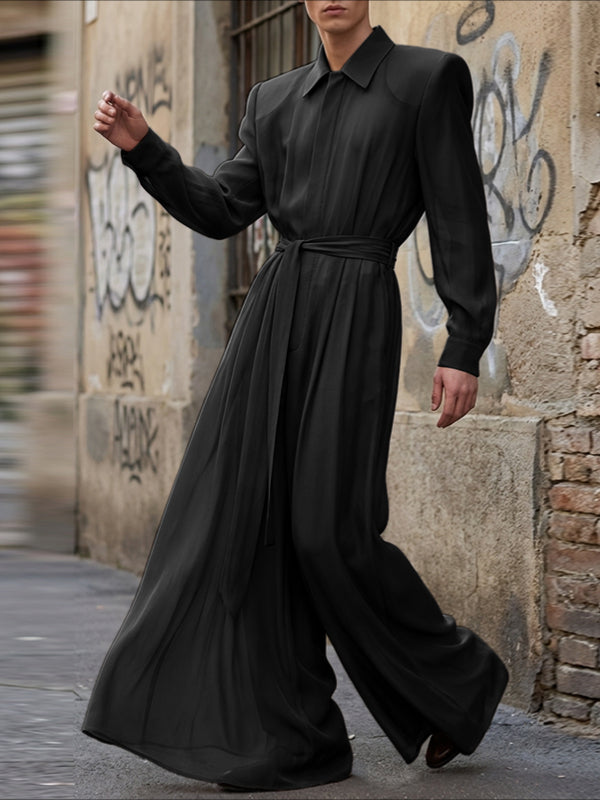 Men's Solid Color Semi Sheer Jumpsuit SKUL50098