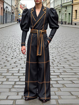 Men's Colorblock Tie Casual Jumpsuit SKUL37262