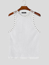 Mens Solid Color Sheer Mesh Casual Tank SKUL12489
