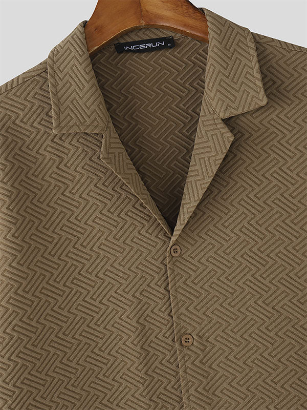 Mens Solid Color Textured Short Sleeve Shirt SKUL18000