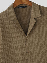 Mens Solid Color Textured Short Sleeve Shirt SKUL18000