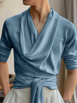 Mens French Elegance Draped Neck Shirt SKUK72396