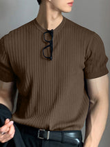 Mens Rib Knitted Crew Neck T-Shirt SKUJ35731