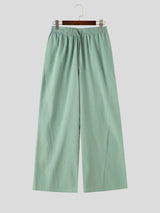 Men's Vintage Harajuku Curved Stitching Elastic Waist Draped Wide Leg Pant SKUL70248